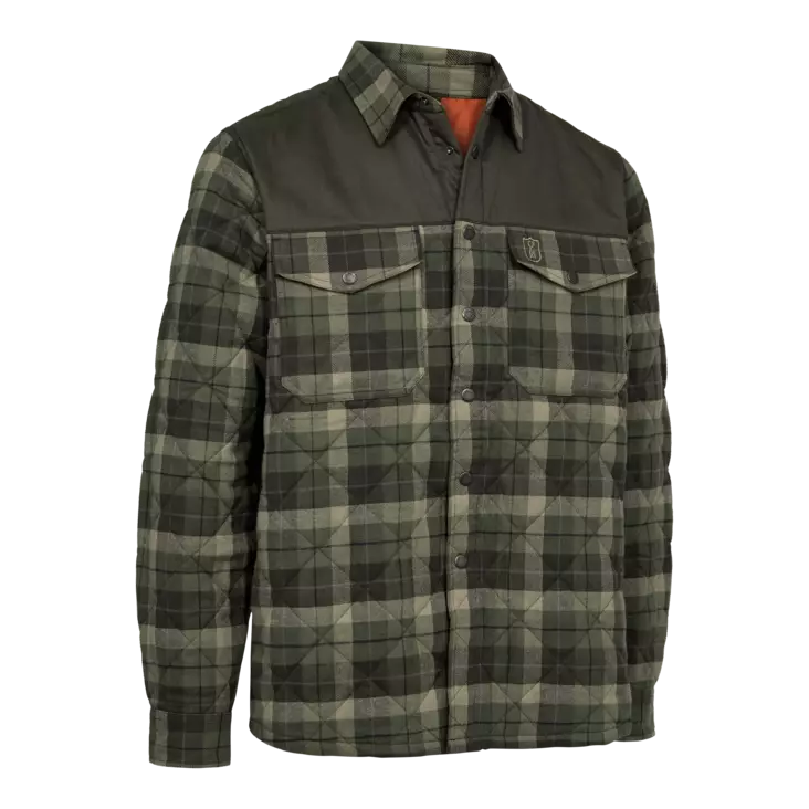 Deerhunter Elbert Padded Shirt Jacket Green Check - Miesten metsästystakit - 5702827237090 - 1
