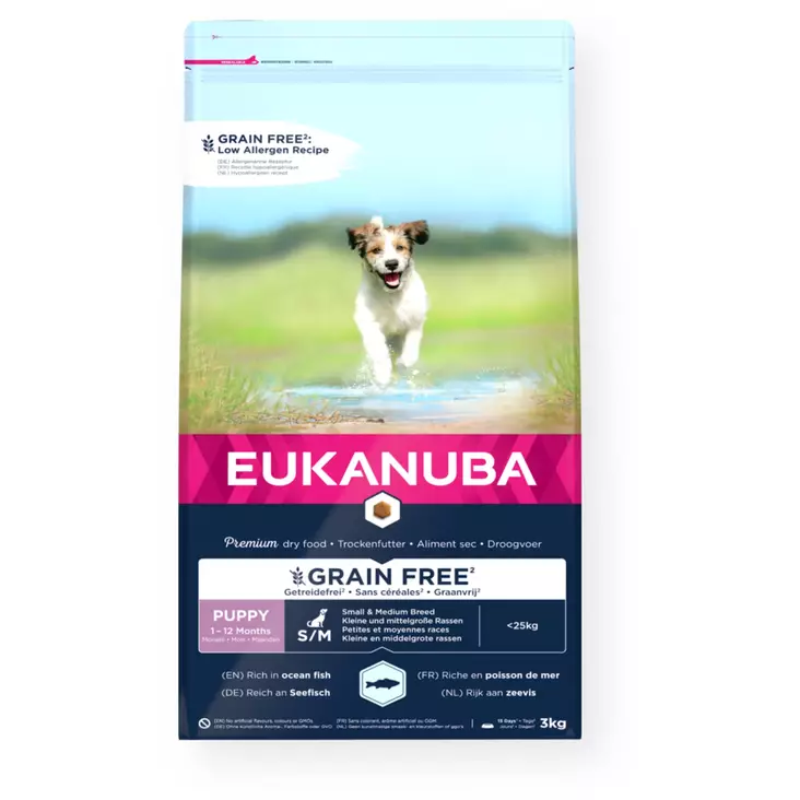 Eukanuba Grain Free Puppy Ocean Fish S/M - Eukanuba-koiranruoat - 8710255184760 - 1