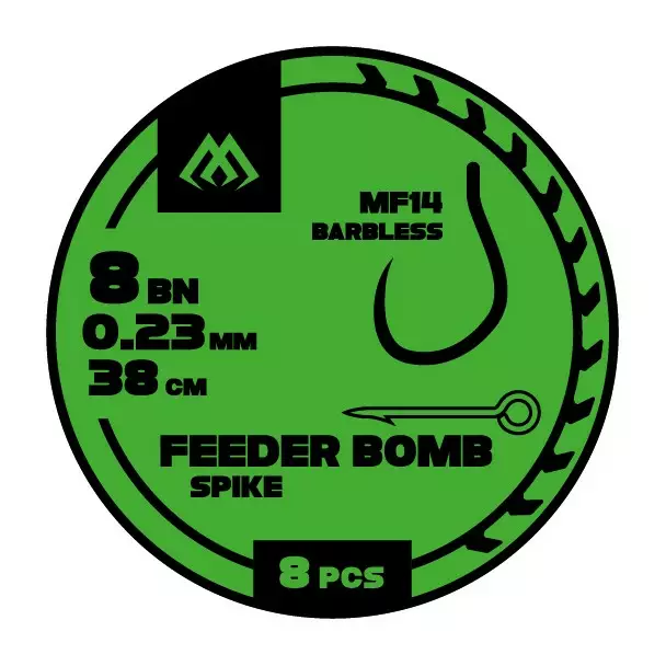 Mikado FB Rig MF14 Spike Barbless Mono 38cm - Valmiiksi sidotut koukut - 5900637119920 - 1