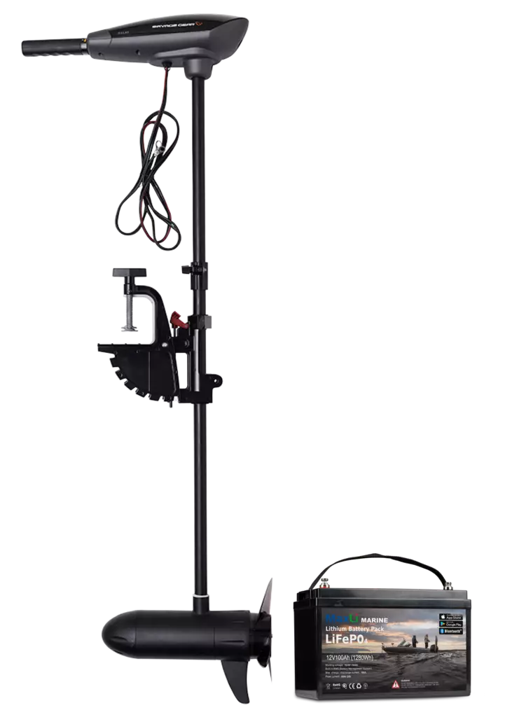 Savage Gear Thruster 12V 36lb ja Maxli Marine litiumakku - Sähköperämoottorit - 5706301710178M60 - 1