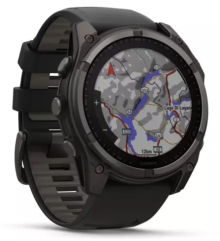 Garmin Fenix 8 - 51 mm Solar Sapphire Carbon Gray DLC Titanium with Black/Pebble Gray Silicone - GPS-paikannuslaitteet ja kellot - 010-02907-11 - 2
