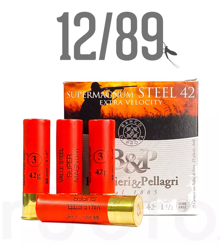 12/89 B&P Valle Steel 42 Super Magnum 42g - Metsästyspatruunat, teräs - 8034134049941 - 1