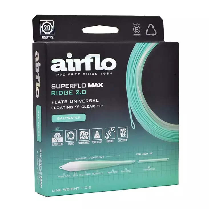 Airflo Superflo Max Ridge 2.0 Flats Universal 9ft Clear Tip - Kelluvat - 614910106631 - 1