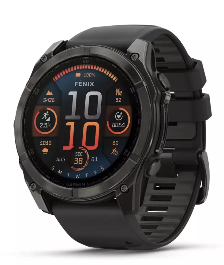 Garmin Fenix 8 - 51 mm AMOLED Sapphire, Carbon grey DLC with Black/pebble grey silicone band - GPS-paikannuslaitteet ja kellot - 010-02905-21 - 1