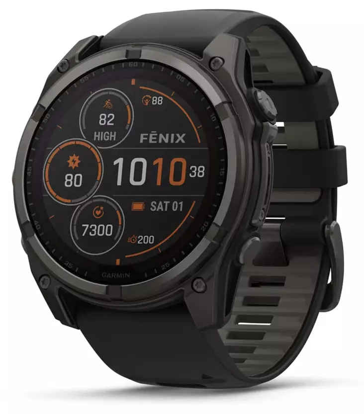Garmin Fenix 8 - 51 mm Solar Sapphire Carbon Gray DLC Titanium with Black/Pebble Gray Silicone - GPS-paikannuslaitteet ja kellot - 010-02907-11 - 1