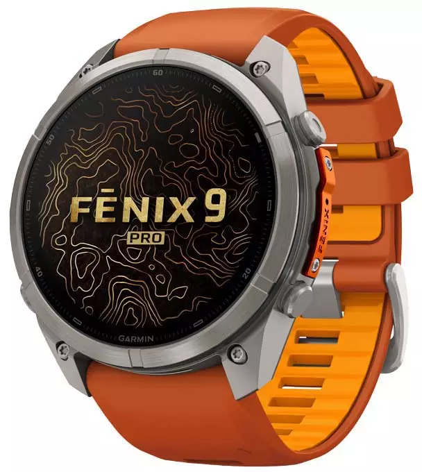 Garmin Fenix 9 Pro inReach 47mm Titanium with Autumn Orange/Spark Orange - GPS-paikannuslaitteet ja kellot - 010-04337-01 - 1