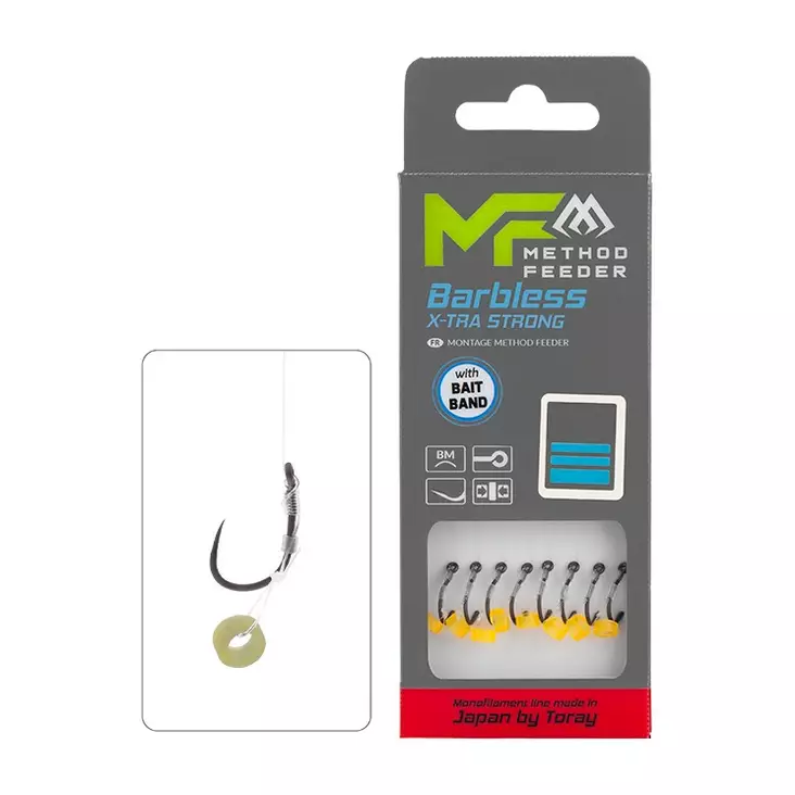 Mikado MF Rig X-Tra Strong Bait Band Barbless Mono 10cm - Valmiiksi sidotut koukut - 5900637161301 - 1
