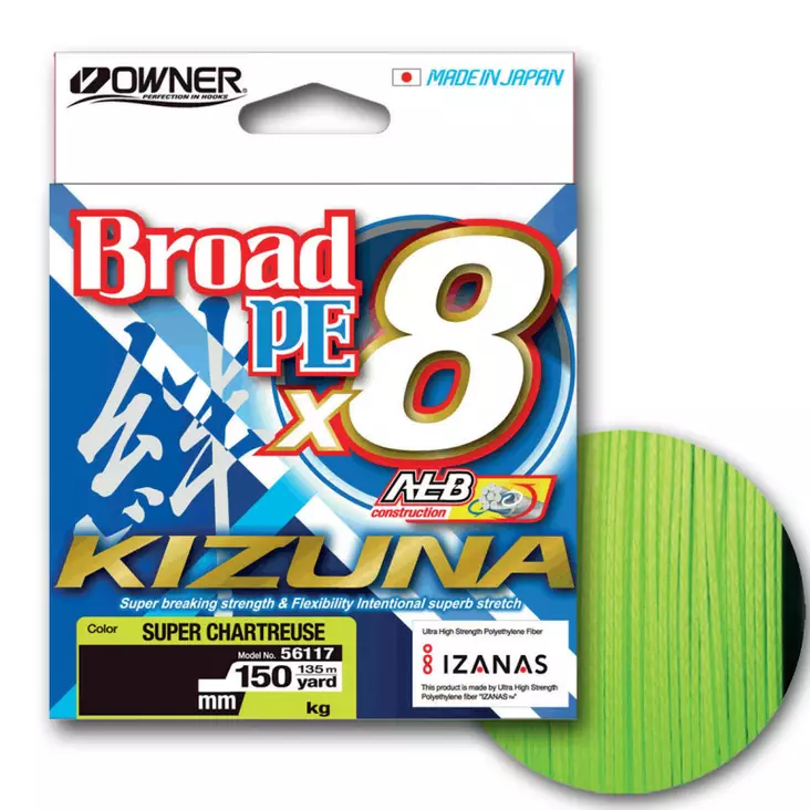 Owner Kizuna 8-Braid Super Chartreuse - Monikuitusiimat - 4953873484391 - 2