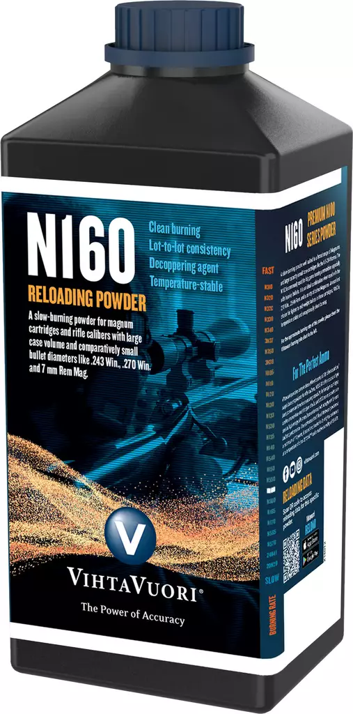 Vihtavuori Premium Gunpowder N160 1kg - 1 kg ruutipakkaukset - 6420615700081 - 1