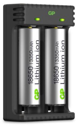 GP Lithium ion 18650 3350mAh akku+ laturi 2 akkua - Paristot ja virtapankit - 4891199191152 - 1