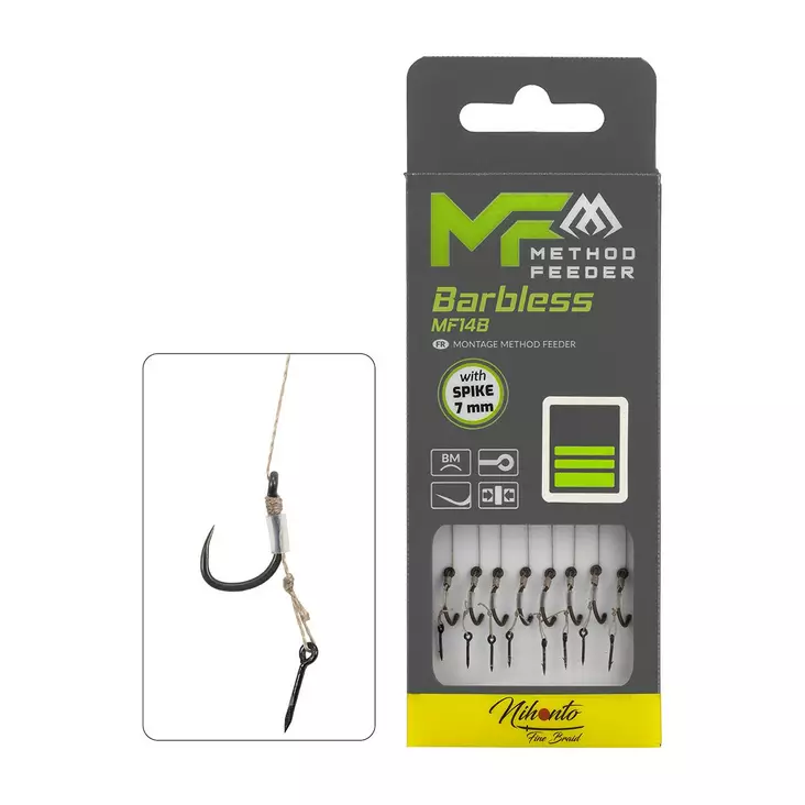 Mikado MF Rig MF14 Spike Barbless Braid 10cm - Valmiiksi sidotut koukut - 5900637120872 - 1