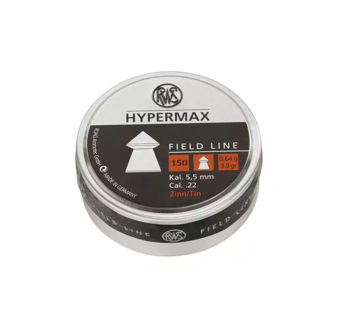 RWS Hypermax 5,5mm 0,64g 150pcs - Ilma-aseiden luodit 5,5 mm - 4000294181962 - 1