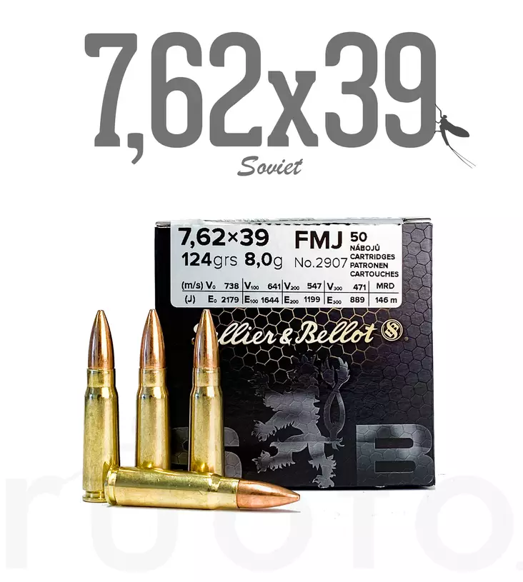 S&B FMJ 7,62X39 8,0G 50PCS - Muut kiväärikaliiperit - 8590690340842 - 1