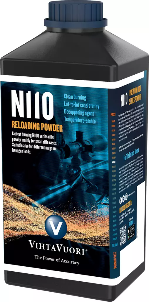 Vihtavuori Premium Gunpowder N110 1kg - 1 kg ruutipakkaukset - 6420615700012 - 1