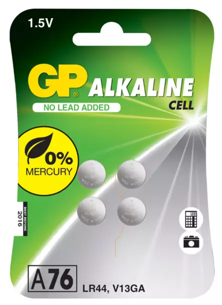 GP 1.5V A76/LR44/V13GA 4kpl paristo - Paristot ja virtapankit - 4891199162473 - 1