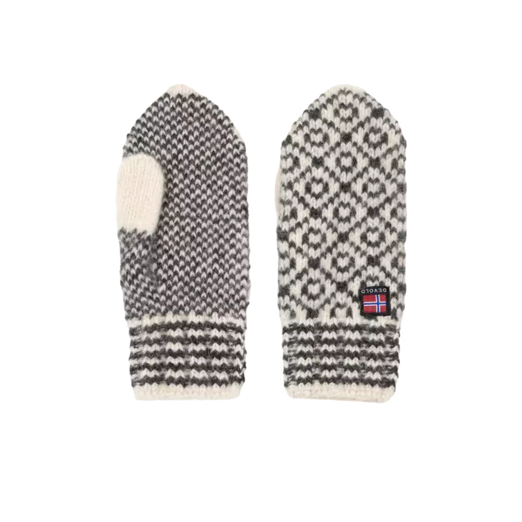 Devold Svalbard Wool Mitten Offwhite/anthracite - Käsineet - 7028567699683 - 1