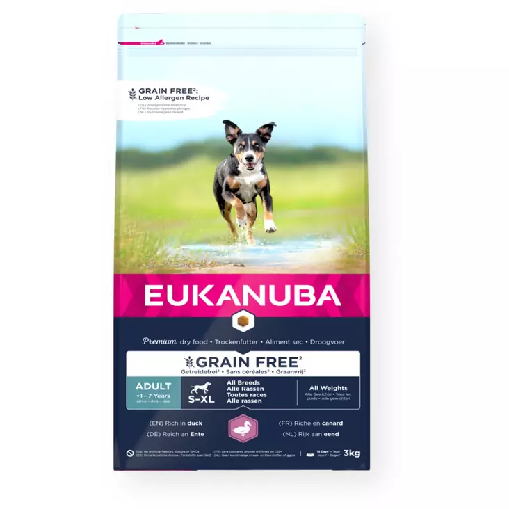 Eukanuba Grain Free Adult All Breed Duck - Eukanuba-koiranruoat - 8710255188003 - 1