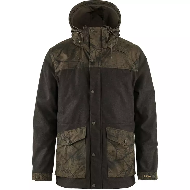 Fjällräven Värmland Wool JKT M Dark Olive/Dark Olive Camo - Miesten metsästystakit - 7323450639013 - 1