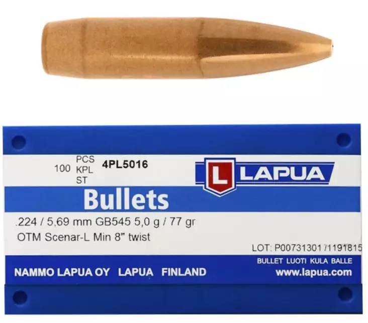 Lapua Scenar-L .224 5,0g 100pcs GB545 - Muut kaliiperit - 6418267300933 - 1