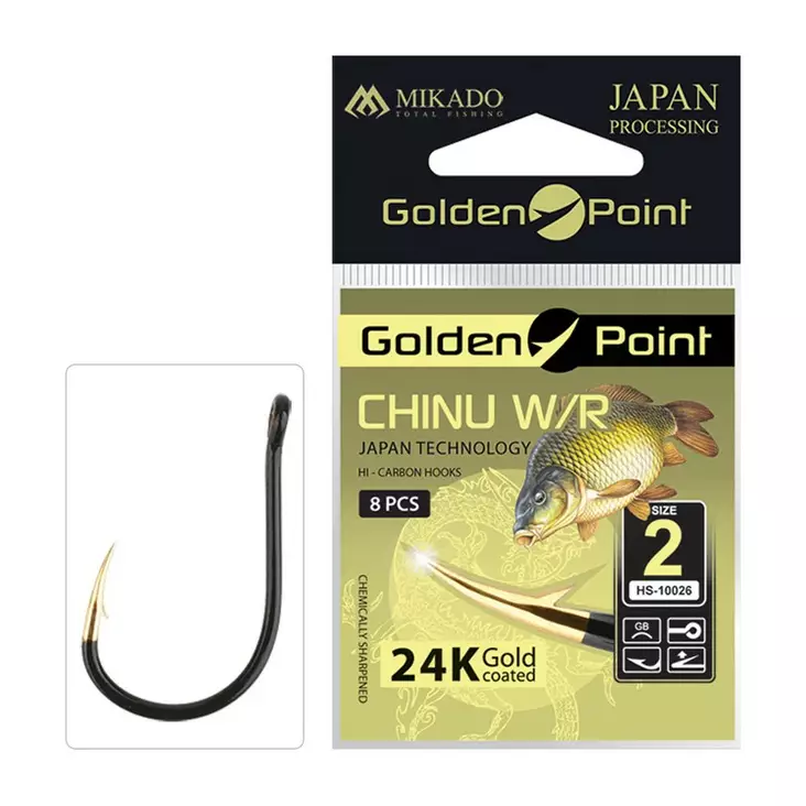 Mikado Golden Point Chinu with Ring 10 pcs - Silmälliset & lapiopäiset koukut - 5900637616313 - 1