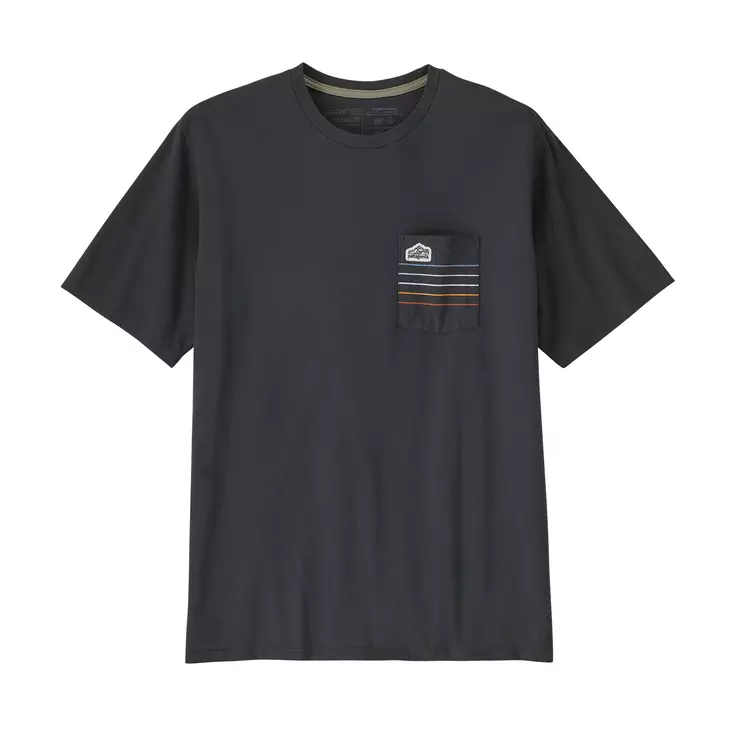 Patagonia M's Line Logo Ridge Stripe Organic Pocket T-Shirt Ink Black - Miesten t-paidat - 195699129283 - 1