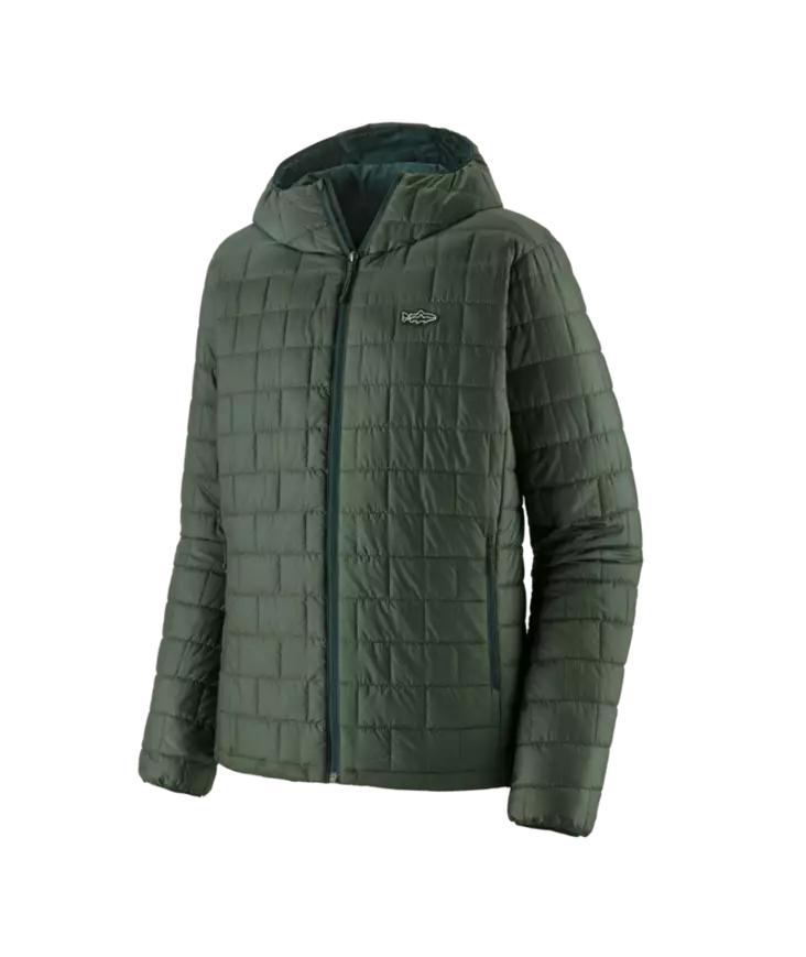 Patagonia M´s Nano Puff Fitz Roy Trout Hoody Old Growth Green - Välitakit - 198077382843 - 1