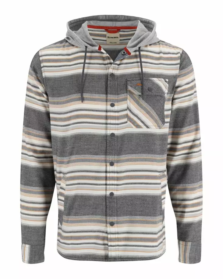 Simms Santee Flannel Hoody Black/Slate Blanket Stripe - Hupparit - 694264656273 - 2