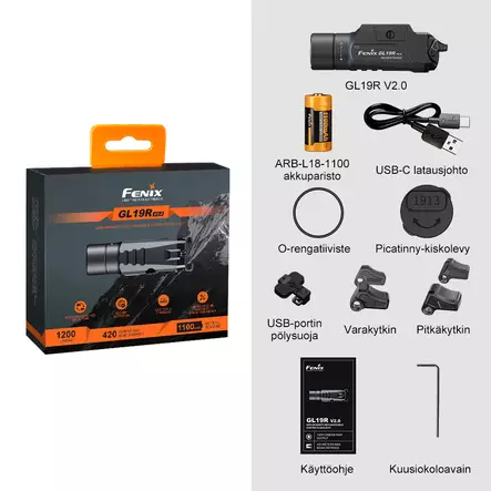 Fenix GL19R V2.0 1200 Lumen - Kiväärien asevalot - 6942870311524 - 2
