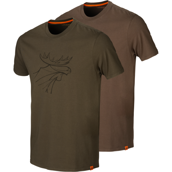Härkila Graphic T-Shirt 2-Pack Willow Green / Slate Brown - Metsästäjän paidat - 16010495804 - 1