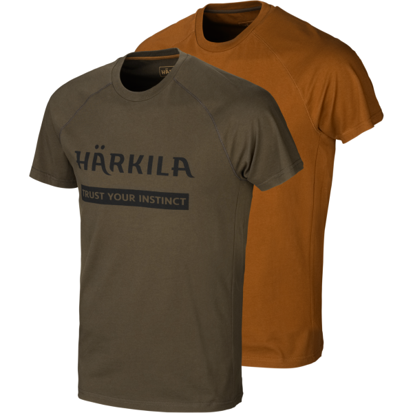 Härkila Logo T-Shirt 2-Pack Willow Green / Rustique Clay - Metsästäjän paidat - 16010505904 - 1