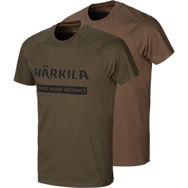 Härkila Logo T-Shirt 2-Pack Willow Green / Slate Brown - Metsästäjän paidat - 16010505804 - 1