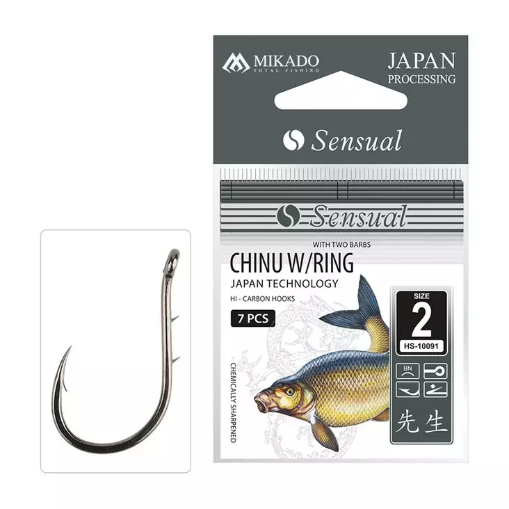 Mikado Sensual Chinu Ring with Barbs 9 pcs #6 - Silmälliset & lapiopäiset koukut - 5900637616764 - 1
