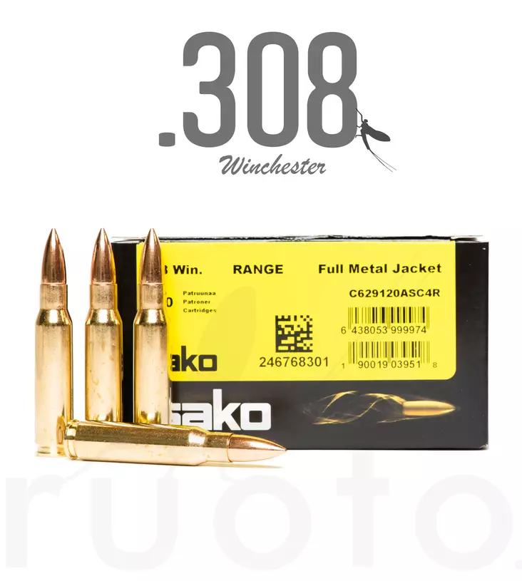 Sako Range FMJ .308 Win 8,0g - Patruunat 308 Winchester - 6438053999974 - 1