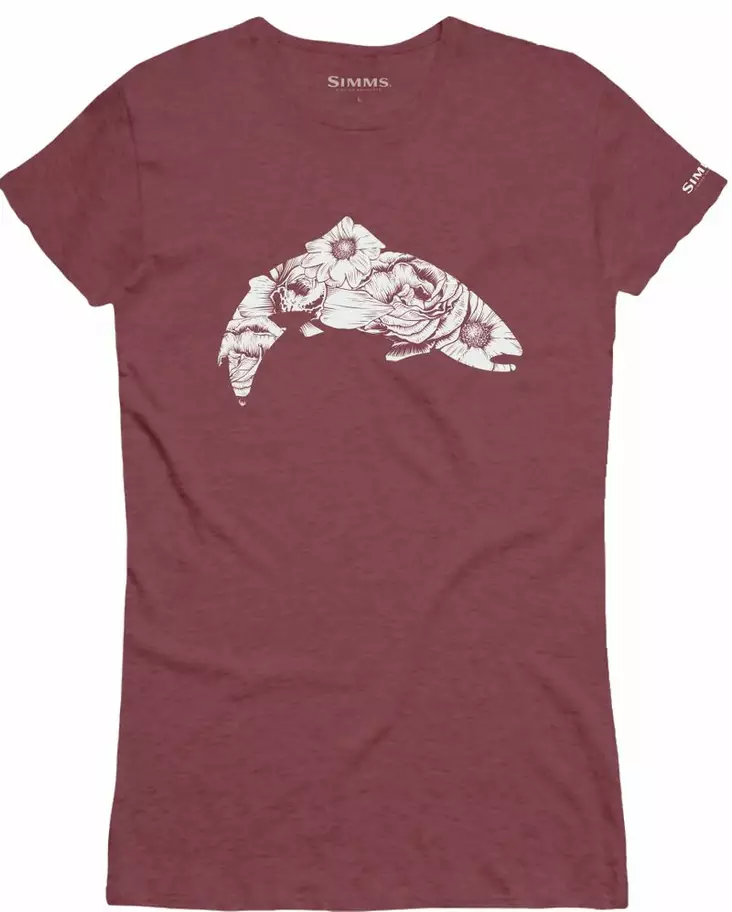 Simms Wms Flora Trout T-Shirt Burgundy Heather - T-paidat - 694264492604 - 1