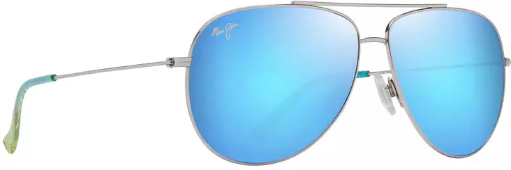 Maui Jim Hauoli XL - Shiny Silver Frame with Blue Hawaii Lens - Muovilinssit - 603429080105 - 1