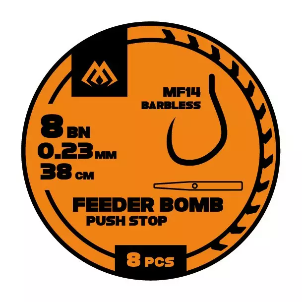 Mikado FB Rig MF14 Push Stop Barbless Mono 38cm - Valmiiksi sidotut koukut - 5900637119975 - 1