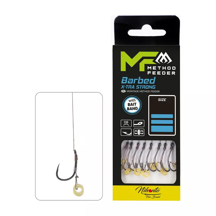 Mikado MF Rig Bait Band Barbed Braid 10cm - Valmiiksi sidotut koukut - 5900637114895 - 1