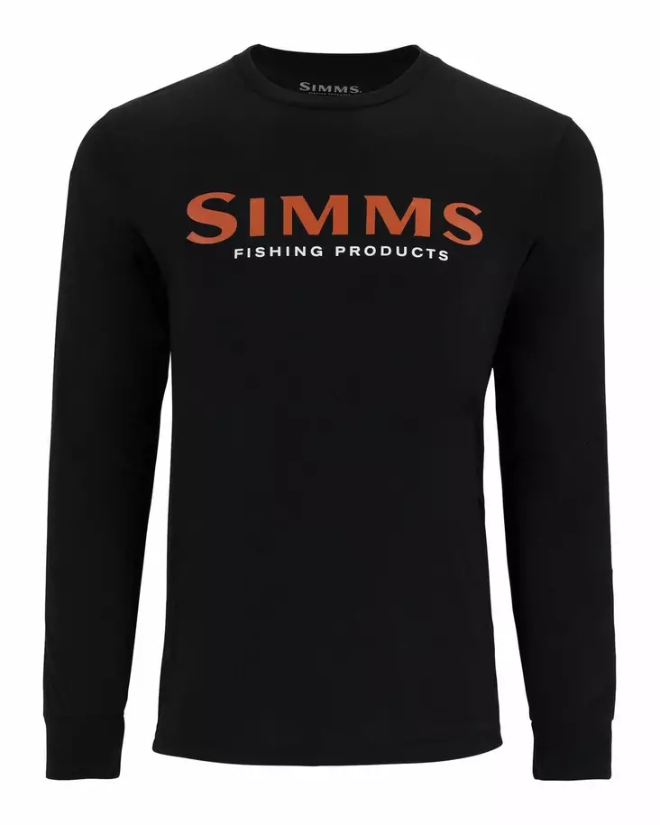 Simms Logo Shirt LS Jet Black - Miesten t-paidat - 694264656785 - 1