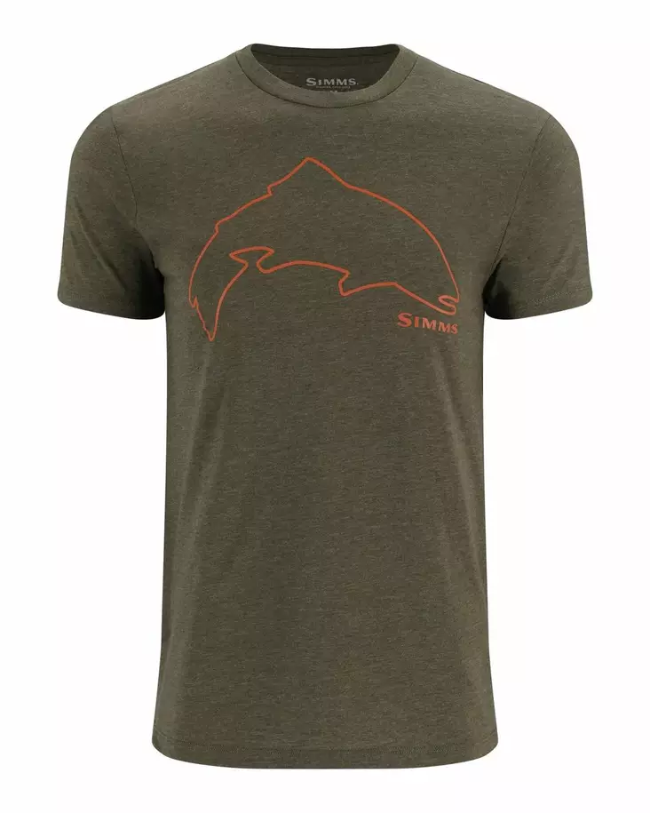 Simms Trout Outline T-Shirt Loden Heather - Miesten t-paidat - 694264655795 - 1