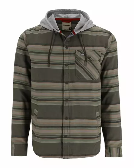 Simms Santee Flannel Hoody Hickory/Dolomite Blanket Stripe - Hupparit - 694264656396 - 2