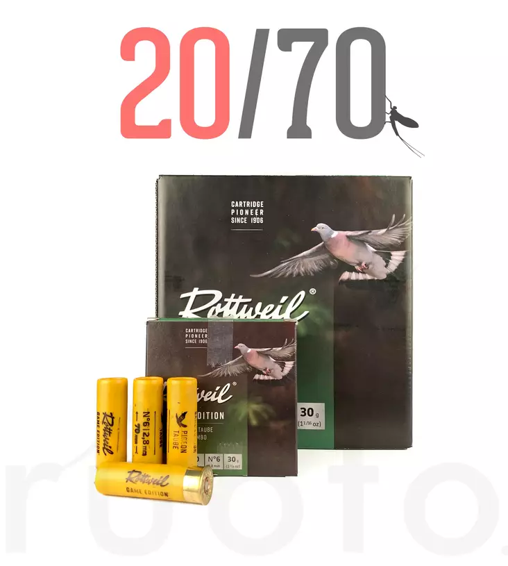 20/70 Rottweil Game Edition Pigeon 30g 100pcs - Metsästyspatruunat, lyijy - 4000294086526 - 2