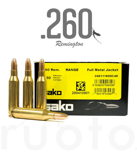 Sako Range FMJ .260 Rem 6,5g 50pcs - Muut kiväärikaliiperit - 6438053996096 - 1