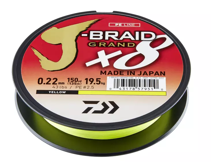Daiwa J-Braid Grand X8 Yellow - Monikuitusiimat - 043178579466 - 1