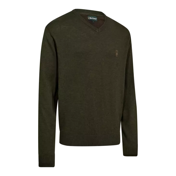 Deerhunter Harrington V-Neck Knit Forest Ember Melange - Metsästäjän paidat - 5702827236246 - 1