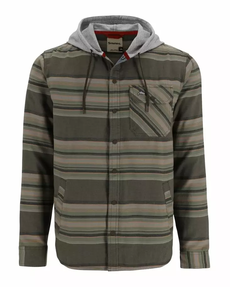 Simms Santee Flannel Hoody Hickory/Dolomite Blanket Stripe - Hupparit - 694264656396 - 2