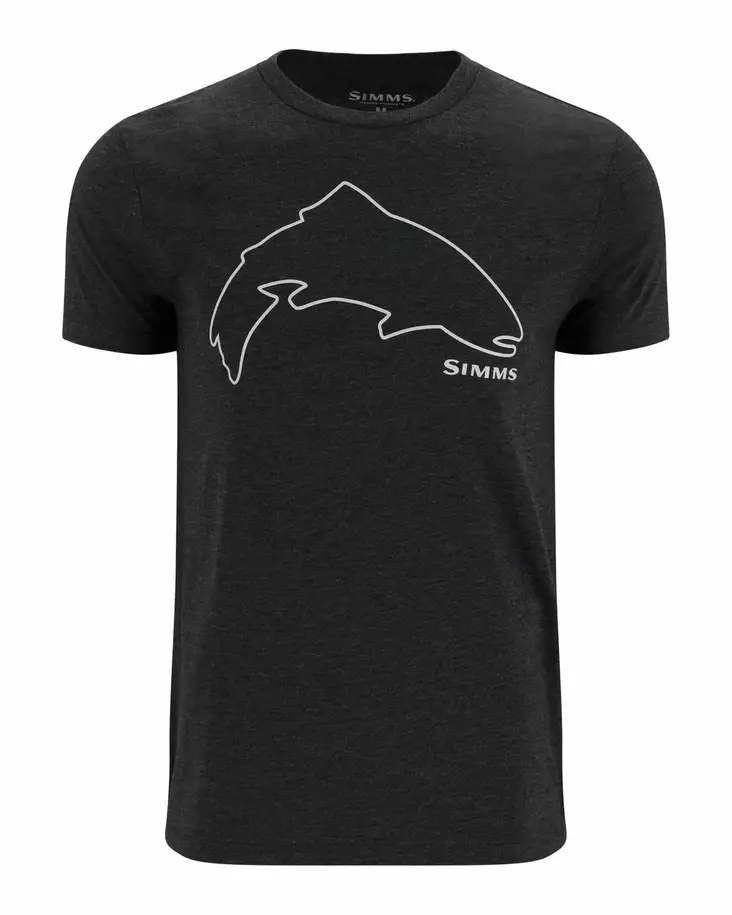 Simms Trout Outline T-Shirt Dark Gunmetal Heather - Miesten t-paidat - 694264655856 - 1