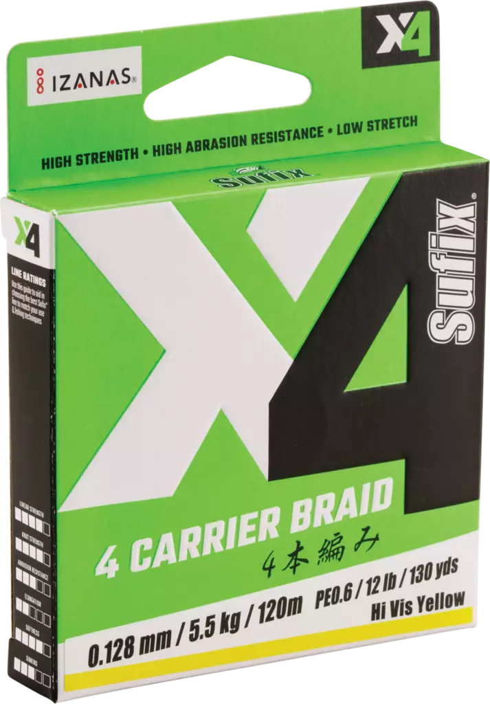 Sufix X4 Braid HiVis Yellow - Monikuitusiimat - 024777739956 - 1