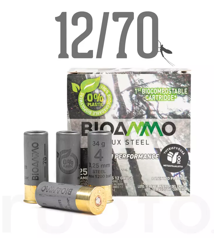 12/70 Bioammo Lux Steel 34g 25pcs - Metsästyspatruunat, teräs - 8436590221167 - 1