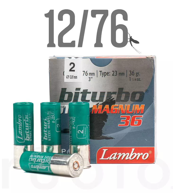 12/76 Lambro Biturbo Steel 36g 25pcs - Metsästyspatruunat, teräs - 5213011483037 - 1
