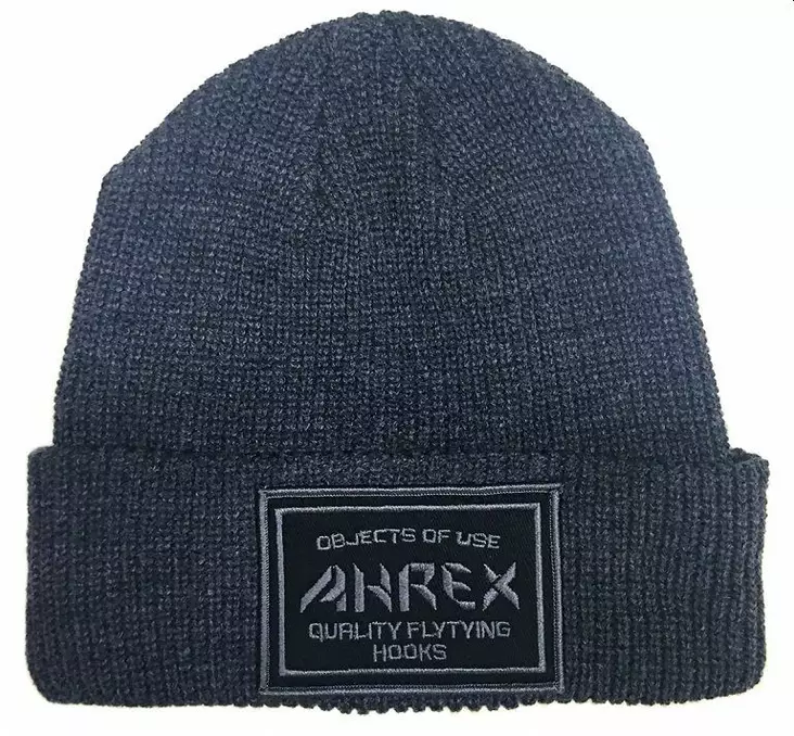 Ahrex Ribbed Knit Woven Patch Beanie Dark Grey -pipo - Pipot - 655043968307 - 1